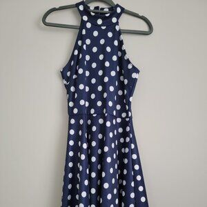 QUIZ Polka-Dot Fit & Flare Halter Dress